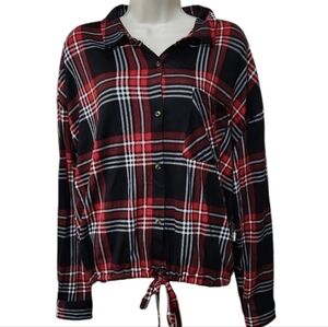 No Boundaries Knit Plaid Shirt Black and Red‎ XX-Large NWT